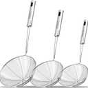 Anaeat Stainless Steel Spider Skimmer, Set of 3 Professional Kitchen Pasta Strainer Spoon with Long Handle - Asian Strainer Ladle Wire Skimmer Spoons for Cooking and Frying (4.5"+5.3"+6.1")