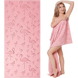 Oversized Flamingo Beach Towel, 100% Cotton Jacquard Weave Pool Towel, Extra Large Flamingo Beach Towels, Quick Dry Summer Towels for Pool Swimming Travel Bath, 30"x 70"