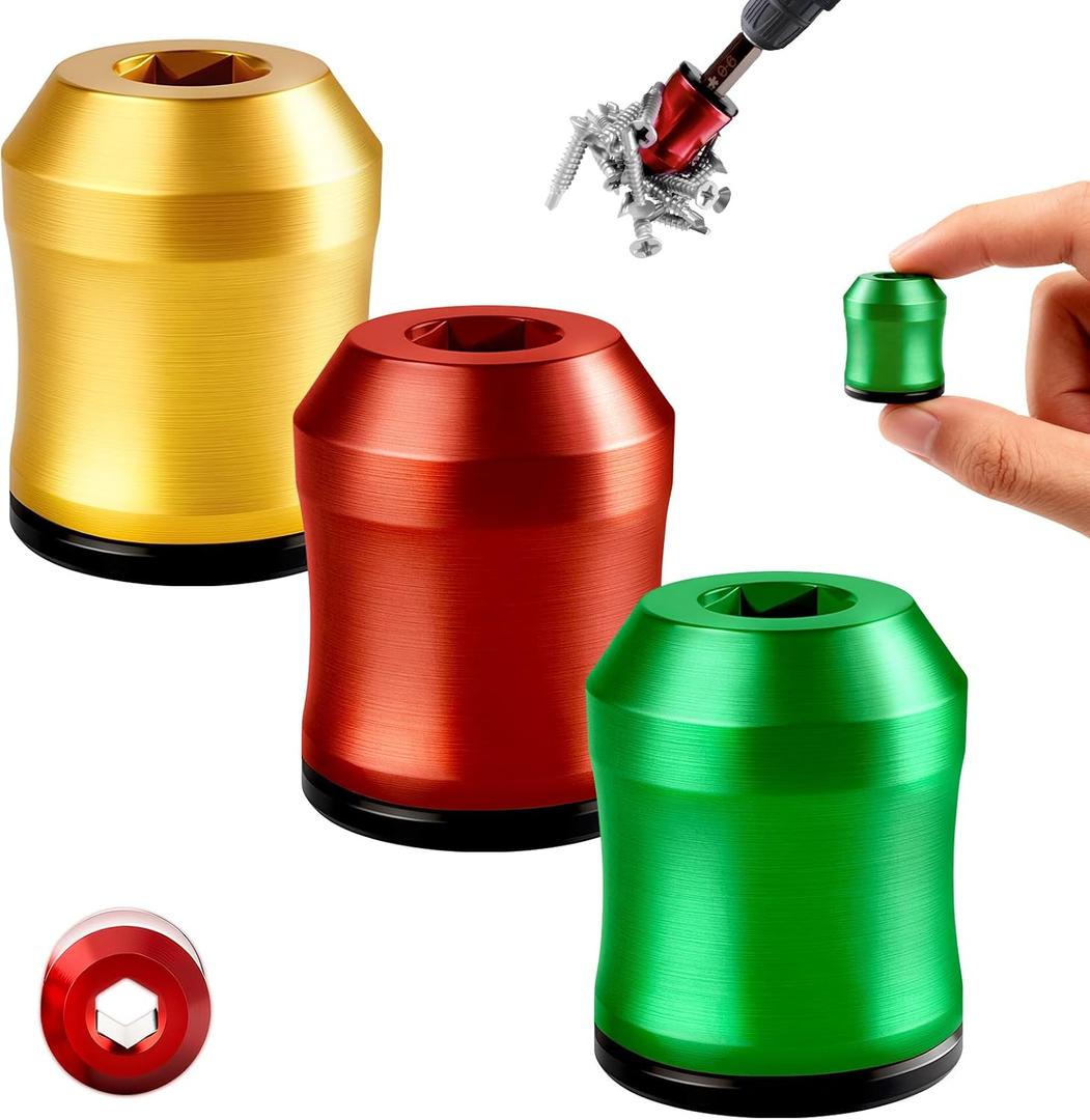 3PCS Upgrade Screwdriver Head Magnetic Ring, Strong Magnetic Screw Holder Ring for Power Bits & Hex Screwdrivers, Removable Household Tool Metal Screw for Power Tools, Mechanics & Carpenters (Mix)