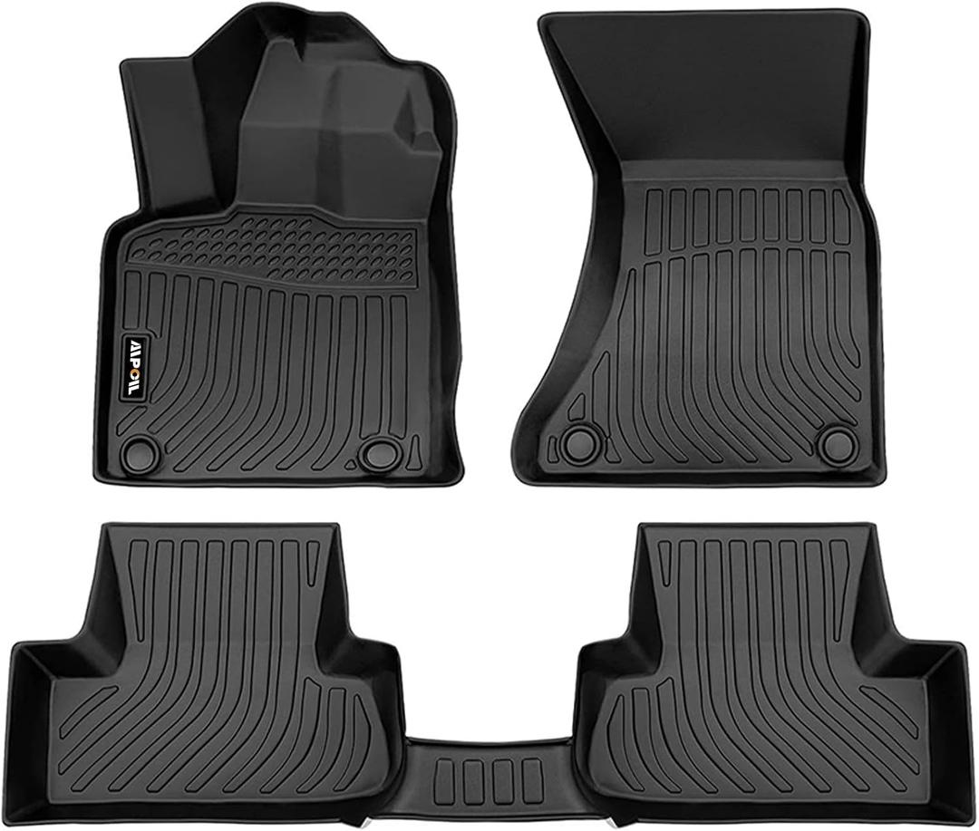 AIPOIL Floor Mats for Audi Q5 2009-2017 Fits 1st & 2nd Row TPE All Weather Anti-Slip Floor Liners Full Set Custom Car Mats Accessories, Black