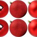 Benjia Extra Large Size Outdoor Christmas Ornaments, Oversized Huge Big Shatterproof Xmas Christmas Plastic Balls for Outside Lawn Yard Tree Hanging Decorations (4"/100mm, Red, 6 Packs)