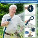 50FT Garden Hose, Lightweight Flexible Water Hose, 5/8" Kink Free Leak Proof Hose, Heavy Duty 96-Layer Woven with 3/4" Brass Fittings, 10 Function Nozzle for Yard Lawn Outdoor Car Wash(BlueBlack)