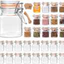 Encheng 4 oz Glass Jars With Airtight Lids And Leak Proof Rubber Gasket, Small Mason Jars With Hinged Lids For Kitchen, Mini Spice Jars With Twine And Tags Labeling, 30 Pack