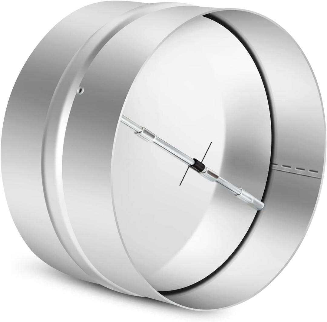 6 Inch Draft Blocker Backdraft Damper Duct Draft Stopper One-Way Airflow Ducting Insert Backflow Preventer Inline Fan Vent Deflector (Sliver)