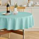 2 x Decorelia Waterproof Round Linen Texture Tablecloth 60 inch, Decorative Farmhouse Tablecloths Anti-Scratch Table Cover for Holiday, Banquet, Dining& Kitchen Table (60 Inch, Round (2-4 Seats), Aqua)