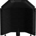XTUGA Recording Microphone Isolation Shield, High Density Absorbent Foam 3 Panels to Filter Vocal,Top Enclosed Foldable Soundproof Cover for Condenser Studio Equipment MIS01
