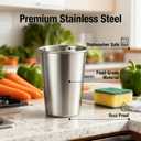 Stainless Steel Cups & Pint Tumblers Set of 8 - 4 Pack 8 oz + 4 Pack 16 oz Stackable, BPA Free Unbreakable 304 Metal Drinking Glasses for Children & Adults, Indoor Outdoor Picnic Travel Camping (EXP 07/07/26)