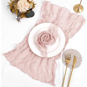 60 Pack Gauze Cheesecloth Napkins 20 x 20 Inch Wrinkled Dinner Napkins Rustic Boho Table Napkins Decorative Cloth Napkins for Weddings Parties Event Family Dinner Table Decoration (Dusty Pink)