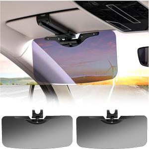 Sun Visor Extender for Car - Universal Adjustable Side Window Sun Blocker UV400, Folding Clip-On Visor Extension, Easy Install & Glare Reduction (Black-2 Pack)