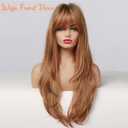 Honygebia Ginger Wig with Bangs - Auburn Wigs for Women, Copper Red Long Straight Layered Hair, Light Honey Blonde Dark Roots, Natural Synthetic Heat Resistant Wigs for Halloween/Christmas/Party