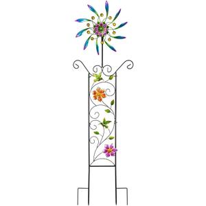 DREAMYSOUL Wind Spinner Outdoor, Wind Sculpture & Weathervane with Decorative Trellis for Climbing Plants, Kinetic Wind Spinners for Yard and Garden