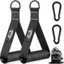 Heavy Duty Exercise Handles, Gym Cable Handles for Cable Machine Attachments, D Handle Cable Attachments, Handles for Resistance Bands, Workout Accessories, Fitness Equipment for Home Gym (Black Grey)