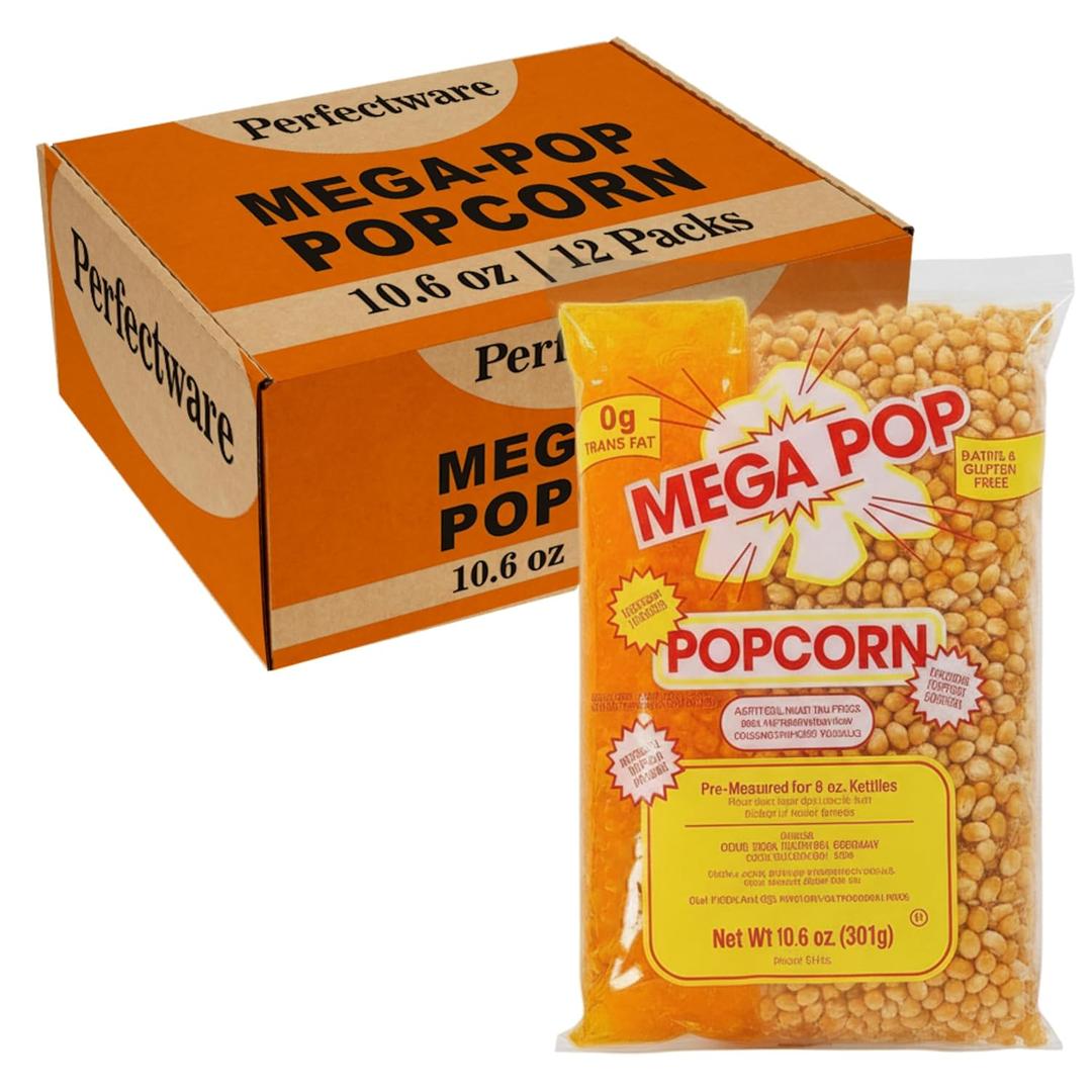 Perfectware Movie Theater Style Popcorn Portion Packs, 10.6 Ounce, 12 Count, No BB date