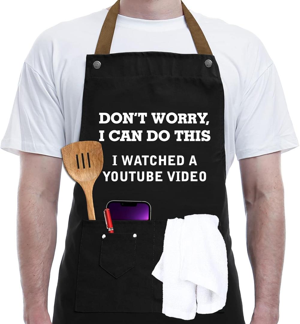 REHAVE Funny Gift for Men, Women, Dad, Father's Day Gifts from Daughter Son, Anniversaries Gift for Husband, Boyfriend, Brother, Uncle, Unique Birthday Grilling Gifts for men  BBQ Cooking Chef Apron