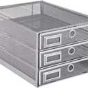Annova Desk Organizer Wire Mesh 3 Tier Sliding Drawers Paper Sorter/Multifunctional/Premium Solid Construction for Letters, Documents, Mail, Files, Paper, Kids' Art Supplies (Silver)