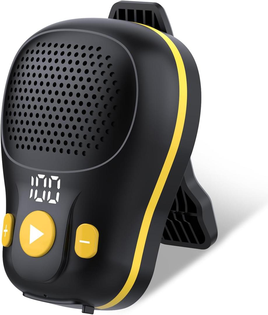 Wearable Bluetooth Speaker, Clip-on Wireless Portable Speakers, IP56 Waterproof Clip Speaker Up to 18 Hours Battery Life, Built-in Mic for Hands-Free Music/Calls, Work/Outdoor, Black and Yellow