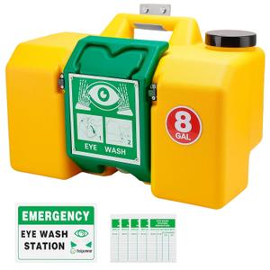 Portable Eyewash Station OSHA-Approved - 8 Gallon Emergency Wall Mounted Eye Wash Irrigation Kit Equipment Ansi Certified No Solution