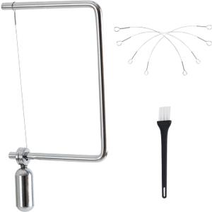 4 Pcs Cheese Slicer Wire Replacement For Marble Cheese Slicer Board,Cheese Cutter Wire for Block Cheeses Butter Cutting,Silver(Cheese cutting wire with frame)