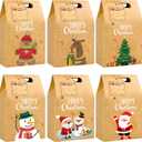 grestar 30PCS Christmas Kraft Gift Bags, Treat Boxes with Assorted Christmas Prints and Tags for Kraft present Bags, Goody Bags, Xmas Gift Bags, School Classrooms and Party Favors