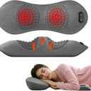 3-in-1 Electric Lumbar Support Pillow for Bed and Chair, Triple Fusion Back Massager with Heated, Vibration and Traction for Lower Back Pain Relief and Spine Support