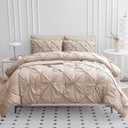 LANE LINEN King Size Comforter Set - 7 Piece Premium Microfiber All-Season King Size Bedding Sets - Includes Comforter, Sheets, Pillowcases & Shams - Super Soft, Fade Resistant & Fluffy Bed Set - Beige