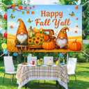 2 x Fall Gnome Backdrop Happy Fall Yall Pumpkin Sunflower Cotton Rustic Red Truck Banner 71x43 Inches Autumn Harvest Background for Thanksgiving Farmhouse Indoor Outdoor Party Decoration
