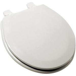 Deluxe Molded Round Wood Toilet Seat, Biscuit & Linen