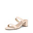 DREAM PAIRS Women's Two Strap Open Toe Low Block Chunky Heels Sandals Dress Pumps Casual Summer Mules Shoes, Size 8