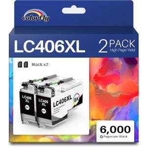 LC406XL Black Ink Cartridges Compatible for Brother LC406XL LC406 Black Ink Cartridges use with Brother MFC-J4335DW MFC-J5855DW MFC-J5855DW MFC-J6955DW MFC-J4335DW MFC-J5855DW Printer