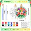 Supervitae 72 Piece Spring Floral 5.9" Round Pre Drawn Canvas Kit Spring Paint and Sip Kit with Pictures Paints Easels Brushes for Kids Adults DIY Painting Holiday Easter Party Gifts