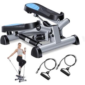 Efitment Mini Stepper Steppers for Exercise at Home Stair Step Cardio Thigh Master Workout Equipment Fitness Pedal Exerciser Non-Slip Pedals with Resistance Bands LCD Digital Monitor Climber