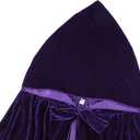 Unisex Hooded Cape Long Velvet Cloak with Hood Halloween Christmas Cosplay Costumes 43-71inches (XXL=Length: 71"/180cm(from collar to hem), Purple)