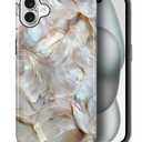 CARLOCA Case for iPhone 16,White Gold Abalone Shell Design - Hybrid Dual Protection Soft TPU + Hard PC, Shockproof Anti-Scratch Cover Men Women Girl Stylish Phone Case