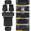 Floor Mats for 2021-2025 Tesla Model Y Custom Fit All Weather TPE Trunk Mats Front & Rear Waterproof Anti-Slip Cargo Liners Accessories for 6 Car Mats 5-Seater (Not Fit 7-Seat)