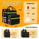 Ytonet Food Delivery Backpack with 7 Cup Holders, Extra Large Insulated Delivery Bags for Hot/Cold Food, Expandable Insulated Pizza Bag for Bike Fits for Uber Eat, Grubhub, Doordash, Black