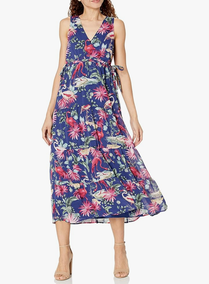 Kensie Womens Sleeveless Ruffle Hem Midi Dress Size 14