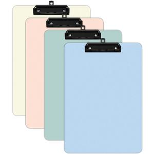 4 Pack Colored Clip Boards,Plastic Clipboards with Low Profile Metal Clip,Hangable Clipboard,Low Profile Clip Board 12.5 x 9 Inch Standard Letter Size