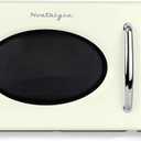 Nostalgia Retro 1000W Microwave Oven 1.1 Cu Ft Capacity Child Safety Lock, 8 Auto-Cook Settings Countertop Kitchen Appliance Ivory