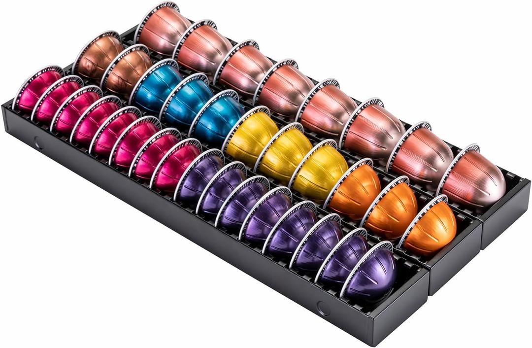 FlagShip Vertuo Pod Drawer Insert for Counter,Nespresso Pod Holder DIY Magnetic Connect Black Metal(3 Packs)