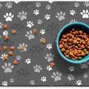Dog Food Mat, Absorbent Water Bowl Mats Cat Pet Feeding Placemats Dark Gray 12 * 20 inch