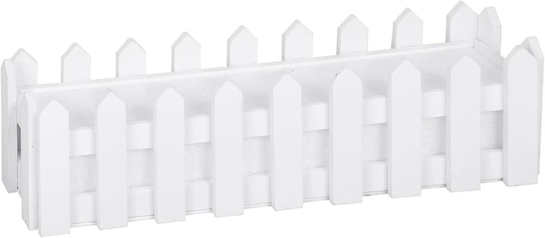 Emivery White Picket Fence, Wooden Box Flower Pot Wooden Picket Fence with Foam for Flower Arrangements Home Garden Farmhouse Window Sill Decor