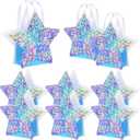 Sweetude 24 Pcs Star Shaped Party Favor Bags with Handle Mini Iridescent Paper Gift Goodie Bags for Holiday Wedding Birthday Party Supplies (Chic Style)