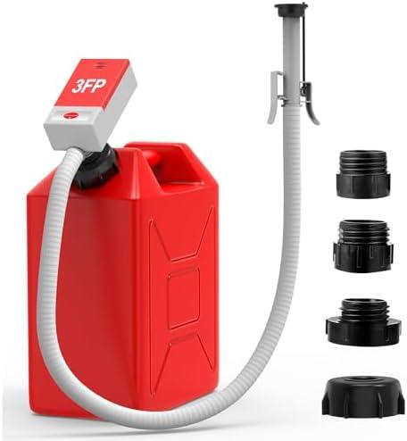 Fuel Transfer Pump with Auto Stop Sensor and 4 Tank Adapter, 3.2 Gallon per minute & 51'' Extra Long Hose, Portable Gas Can Pump for Oil, Diesel and Gasoline with Overfill Protection (Red)