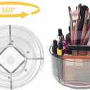 LINFIDITE 360 Rotating Makeup Organizer Clear Cosmetic Storage Holder Tray with 6 Compartment Makeup Brush Lip Gloss Organizer Case for Bathroom Cabinet Vanity Desktop