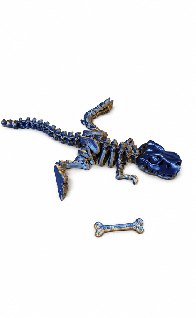 GemmiCho 3D Printed Dinosaur with Egg, 3D Printed T-Rex Toys for Stress Relief, T-Rex Figurines Fidget Dinosaur Toys for Boys Kids Teen 5-7 4-6 8-12 (Gold Blue)