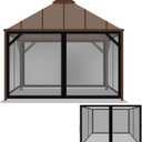 Tatuo Gazebo Universal Replacement Mosquito Netting 10 x 12 ft Outdoor Mesh Net Screen 4 Panel Sidewall Gazebo Curtains, with Zipper for Patio Canopy Porch Garden Camping (Black)