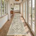 Hallway Runner Rug 2x12, Extra Long Washable Runner Rugs with Rubber Backing, Non Slip Runner, Vintage Rug Runners for Kitchen Laundry Room Entryway (Brown,2'x12')