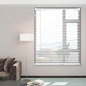 Cordless Vinyl Mini L Blinds 47" W x 64" H, 1" Slat White Horizontal Windows L Blind for Door, Shades, Camper, Light Filtering, Interiors, Arrive 1/2 Inch Narrower Indoor