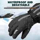 MCTi Kids Gloves Waterproof Winter Warm Snow Ski Gloves Long Cuff Fleece Lined with Reflective Strap (Black, XS)