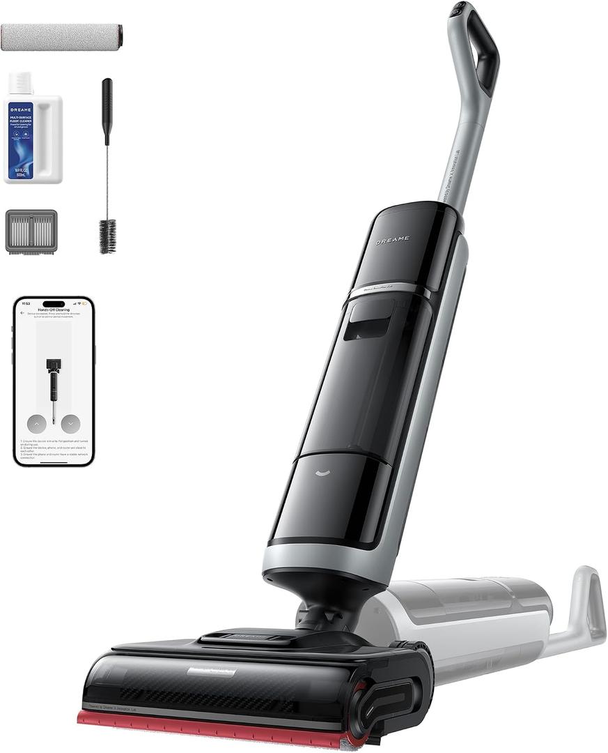 DREAME H15 Pro Heat Wet Dry Vacuum Cleaner, 185F Hot Water Floor Cleaning, Cordless Vacuum Mop with GapFree AI Robotic Arm, 22KPa Suction, 0 Hair Tangle, 212F Self-Clean, 194F Hot Air Drying